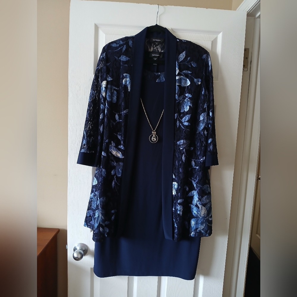 R&M Richards 2 Piece Jacket Dress - Navy - Size 18